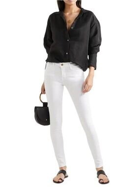 FRAME Le Skinny de Jeanne Crop Blanc White Jeans Mid Rise Stretch Denim NWT 26